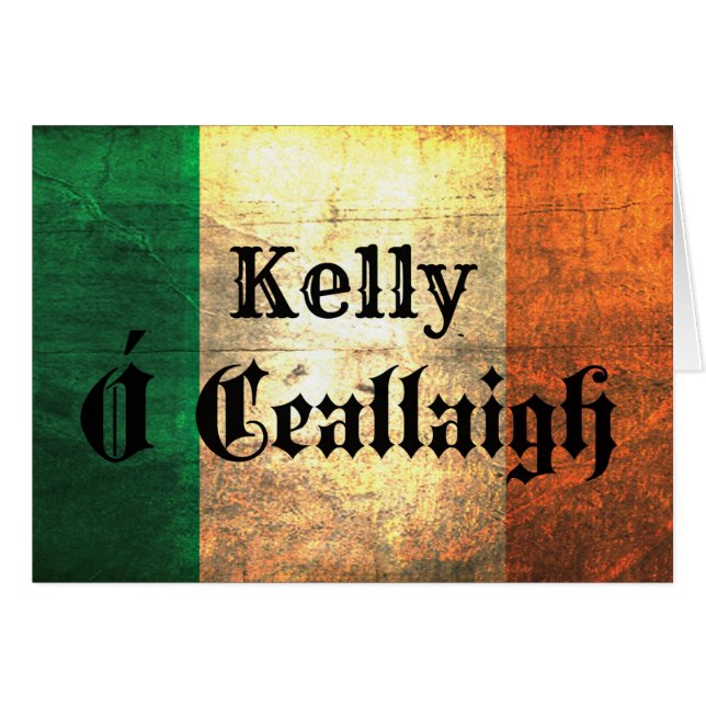 Kelly Irish Flagga Hälsningskort (Framsidan Horizontal)