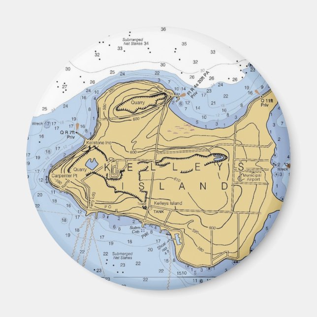 Kelly Island, OH Nautical Chart Magnet (Framsidan)