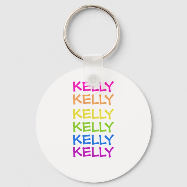 Kelly - Namn - Neon Brev Round Keychain Nyckelring (Framsida)