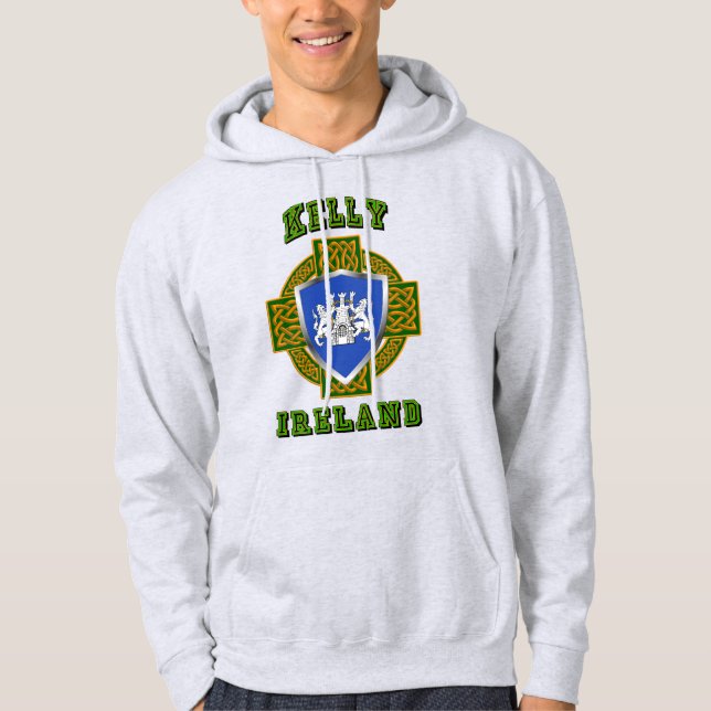 Kelly/O'Kelly Irish Shield w/Celtic Kor Hoodie (Framsida)
