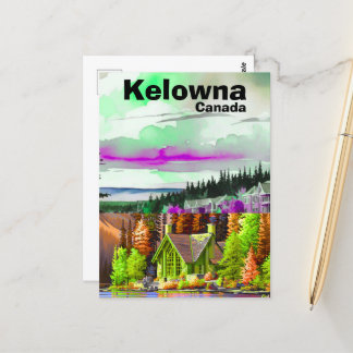 Kelowna BC Travel Postcard, British Columbia Art P Vykort