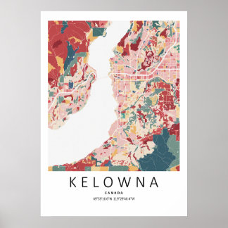 Kelowna British Columbia Kartaffisch | Modern Stad Poster