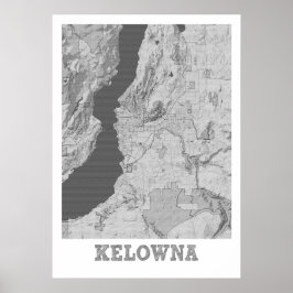 Kelowna - Kanada Pencil City Karta Poster