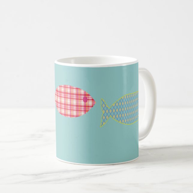 Kelpblå Fisk Kustlig Kaffemugg (Framsida höger)