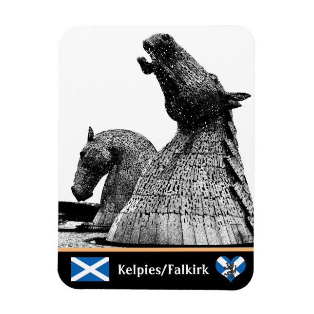 Kelpies & Statues in Falkirk /Scotland Art Magnet (Vertikal)