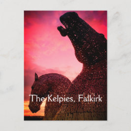 Kelpies-vykort, höga skulpturer från hästar vykort