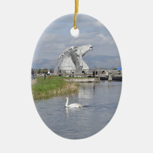 kelpiesna, spiral parkerar, Falkirk Julgransprydnad Keramik (Framsidan)