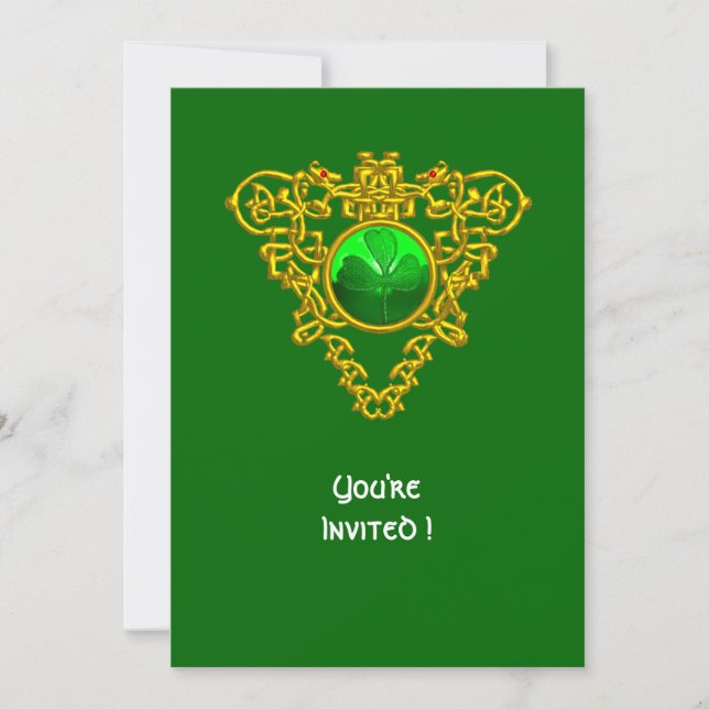 KELTERHJÄRTA MED TREFÖLJARE ST PATRICK'S DAY FEST INBJUDNINGAR (Framsida)