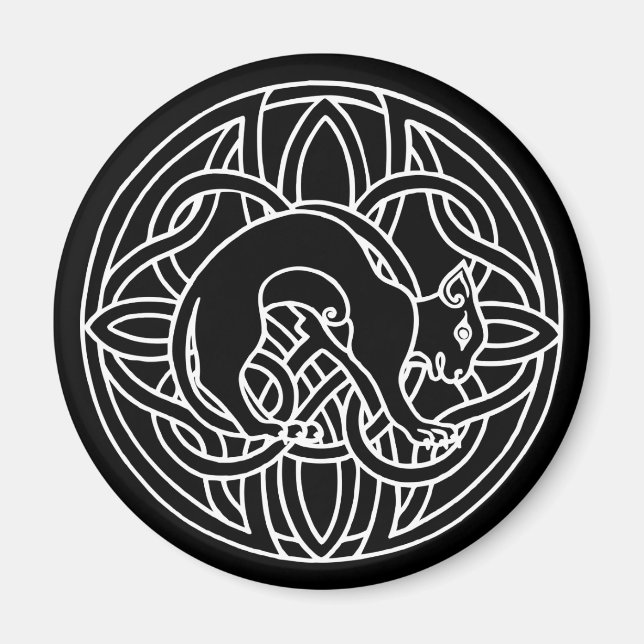 Keltisches Tribal Magische Katze Magnet (Framsidan)