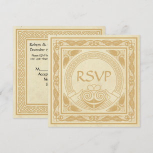 Keltisk design med Claddagh bröllops-RSVP Inbjudningar