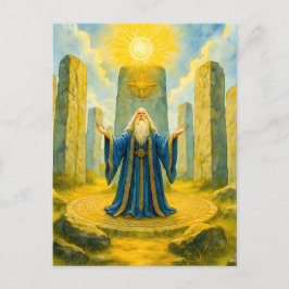 Keltisk druid i helig-stencirkeln helg vykort