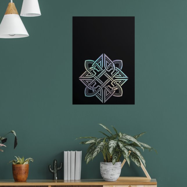 Keltisk geometrisk mandala mörk bakgrund poster (Vardagsrum 1)