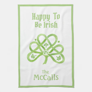 Keltisk Grön Akvarell Shamrock NAMN Kökshandduk