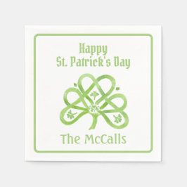 Keltisk Grön Akvarell Shamrock NAMN St Patricks Pappersservett