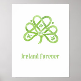Keltisk grön akvarell Shamrock Poster