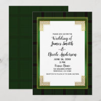 Keltisk grön guldplaid tartan vit irländsk bröllop