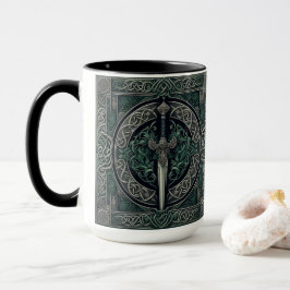 Keltisk Grönt och Silver Sword Mugg