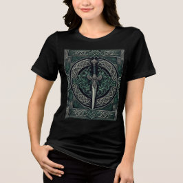 Keltisk Grönt och Silver Sword T Shirt