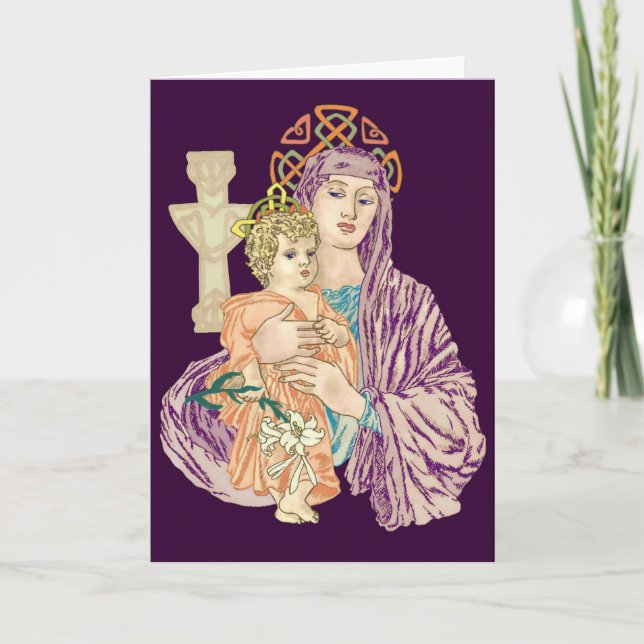 Keltisk jul Madonna Helgkort (Framsida)