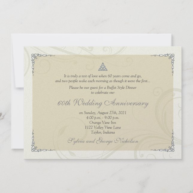 Keltisk kärleksknut diamant vigseljubileum inbjudningar (Framsida)