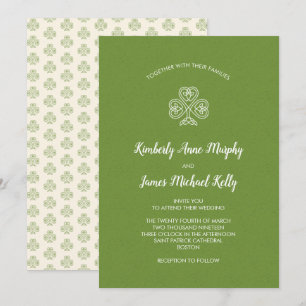 Keltisk Knot Shamrock Bröllop 2 Inbjudningar