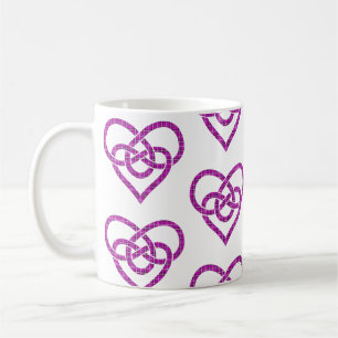 Keltisk Knut Hjärtformad Rutig Rosa Lila Kaffemugg