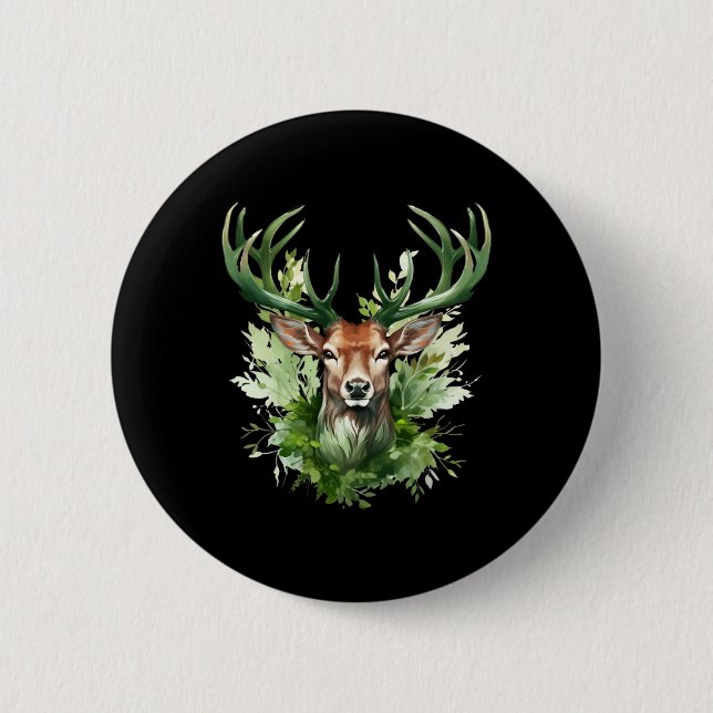 Keltisk Knut Hjort Irländsk Älg Grön St. Patrick's Knapp (Framsida)
