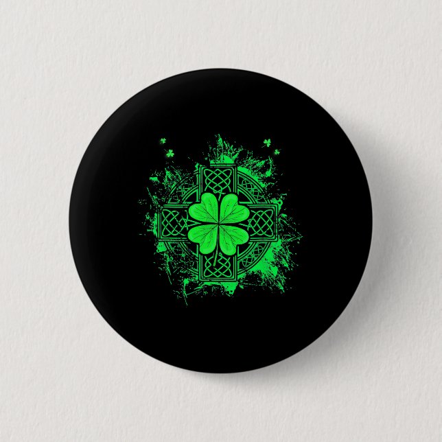 Keltisk knut irländsk Shamrock Trebladig Klöver St Knapp (Framsida)