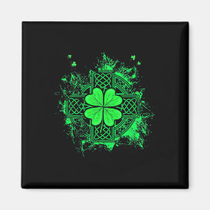 Keltisk Knut Irländsk Shamrock Trebladig Klöver St Magnet