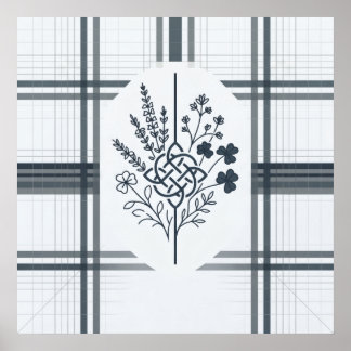 Keltisk Knut Klöverrutig Botanisk Linjekonst Poster