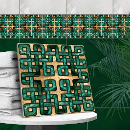 Keltisk knut - malakit och guld kakelplatta