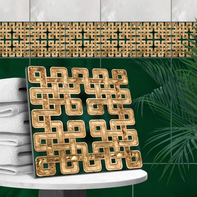 Keltisk knut - malakit och guld kakelplatta (Skapare uppladdad)