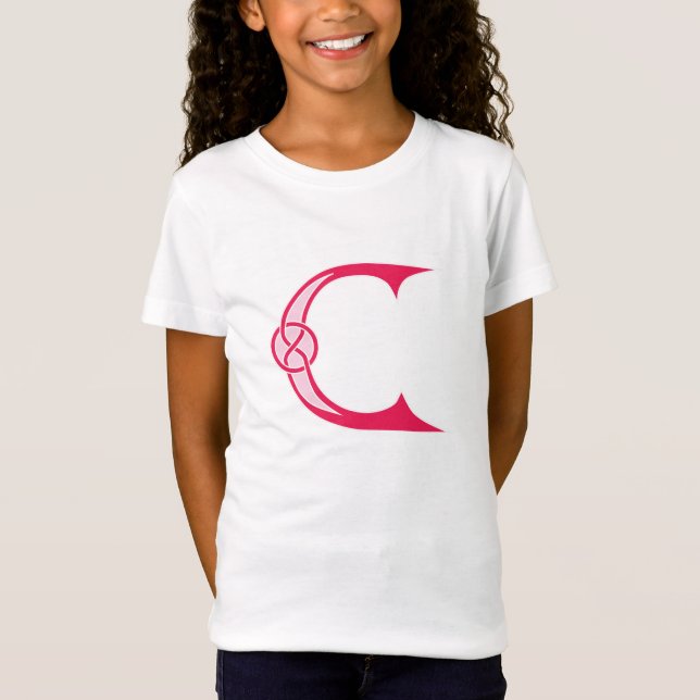 Keltisk Knut Röd Alfabet C T-Shirt (Framsida)
