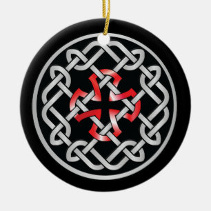 Keltisk Knut Röd Metallisk Cirkel Ornament