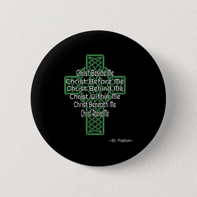 Keltisk kors skjorta St Patrick's bön kristen Knapp (Framsida)