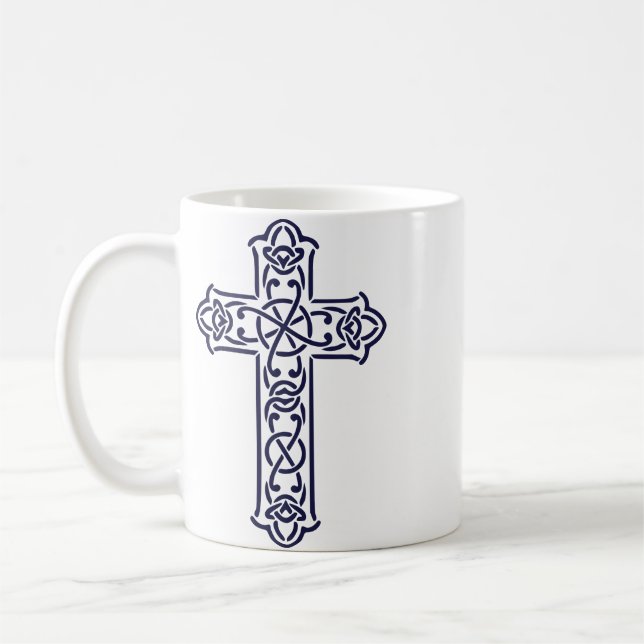 Keltisk korsgrafisk knutkonst kaffemugg (Vänster)