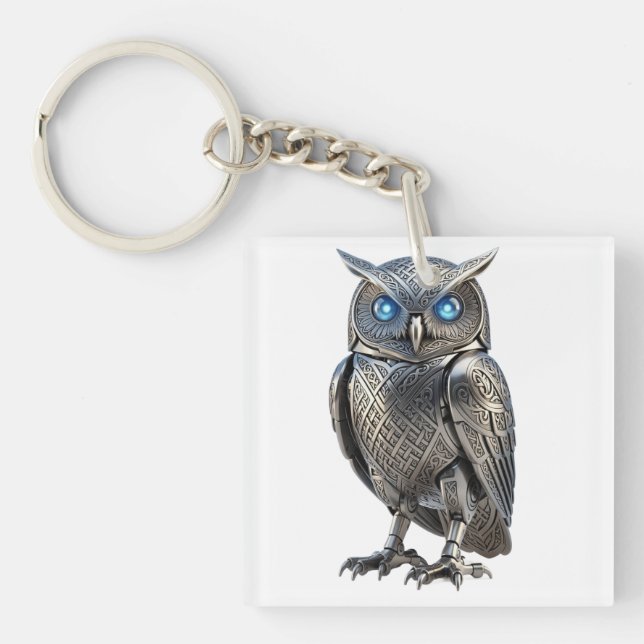 Keltisk Mekanisk Uggla Silver Steampunk (Framsidan)