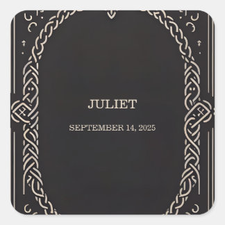 Keltisk nordisk rolig medeltida rulle bröllopsdusc fyrkantigt klistermärke