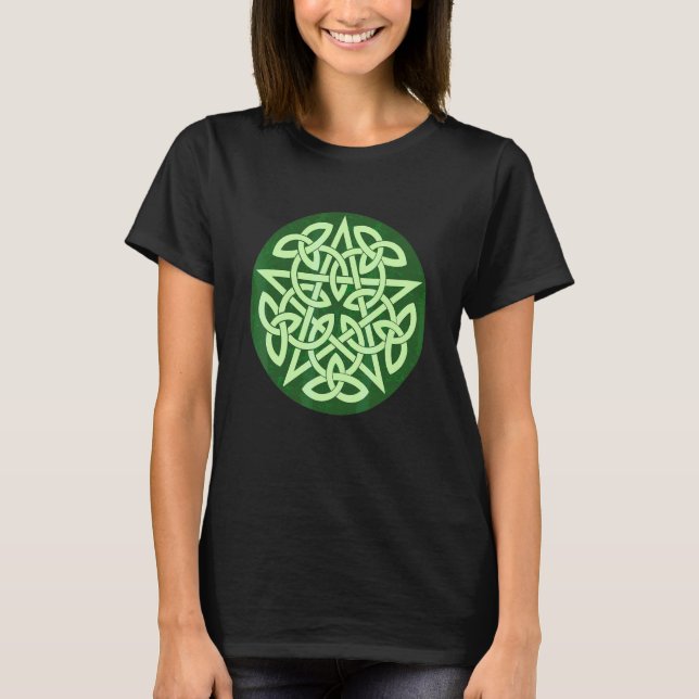 Keltisk ockult Wicca Pentakelknytning T Shirt (Framsida)