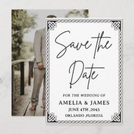 Keltisk ram bröllop save the date-kort