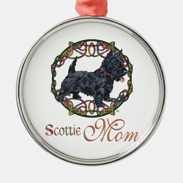 Keltisk Scottish Terrier Mamma Julgransprydnad Metall (Framsidan)