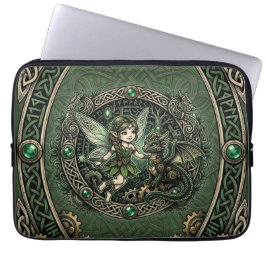 Keltisk Smaragd Fågel & Drak – Förtrollad Fantasy. Laptop Fodral