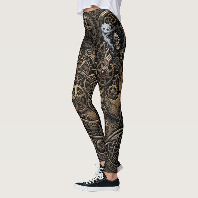 Keltisk Steampunk Dödens Skördare  Leggings (Vänster)