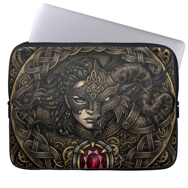 Keltisk Steampunk-krigare.  Laptop Fodral (Framsidan)