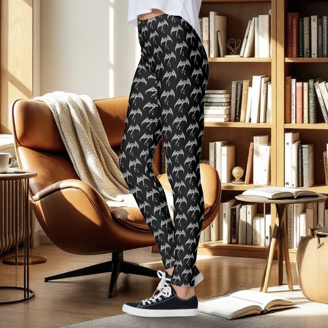 Keltisk tribal drake knutarbete svart vitt fantasy leggings (Skapare uppladdad)