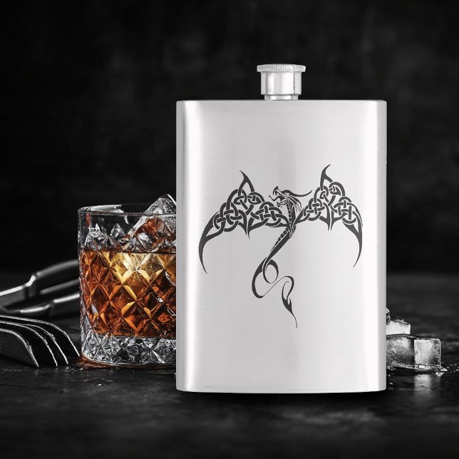 Keltisk tribal drakknutarbete svart vitt fantasy fickplunta (Skapare uppladdad)