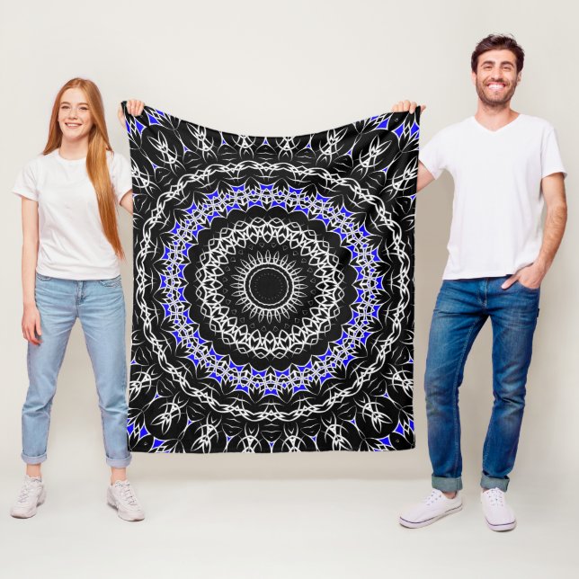Keltisk Tribal Mandala ( Blå ) Fleecefilt (På plats)