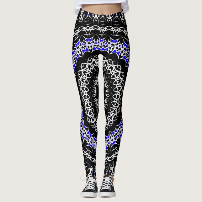 Keltisk Tribal Mandala ( Blå ) Leggings (Framsida)