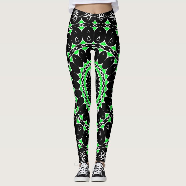 Keltisk Tribal Mandala ( Grön ) Leggings (Framsida)