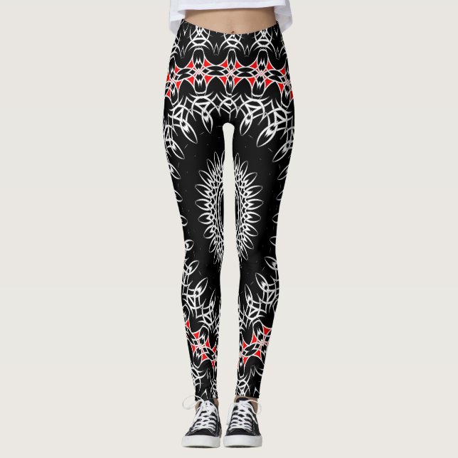 Keltisk Tribal Mandala ( Röd ) Leggings (Framsida)